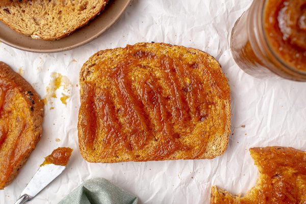 pumpkin butter slathered on bread
