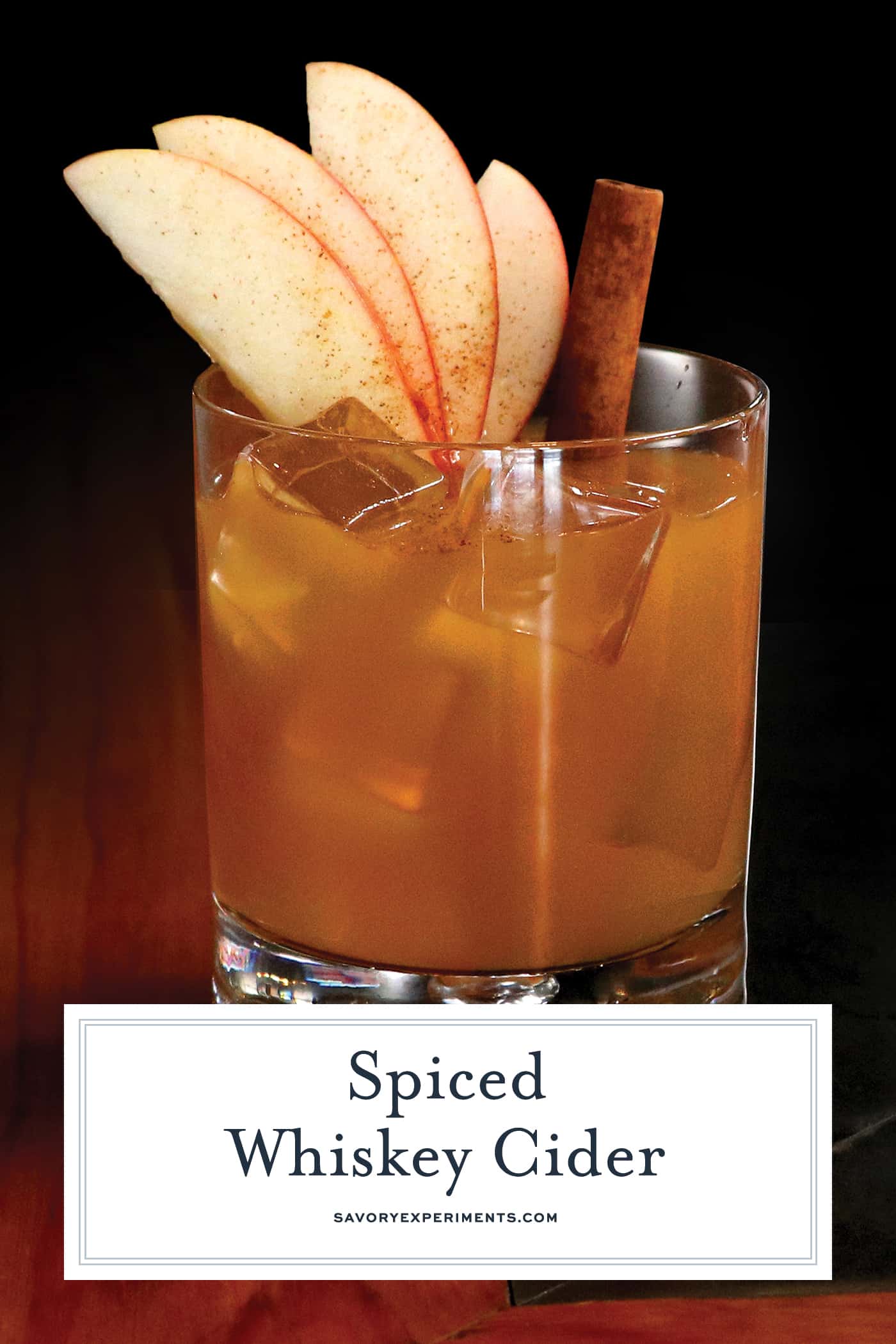 Spiced Whiskey Cider is the perfect fall cocktail using Sagamore Spirit rye whiskey, apple cider, lime juice and simple syrup. #whiskeycocktails www.savoryexperiments.com 