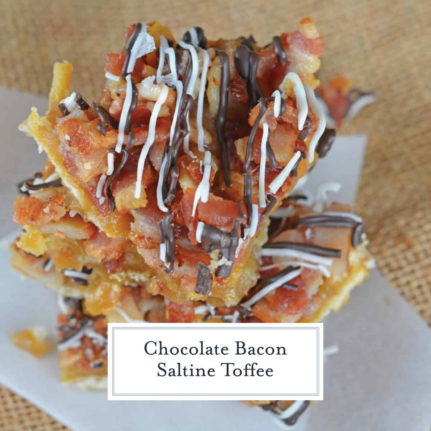 Chocolate Bacon Saltine Toffee is made up of crackers, bacon, and chocolate! So delicious, easy to make and the perfect addition to any holiday cookie tray! #saltinecrackertoffee #saltinetoffee #christmascrackrecipe www.savoryexperiments.com