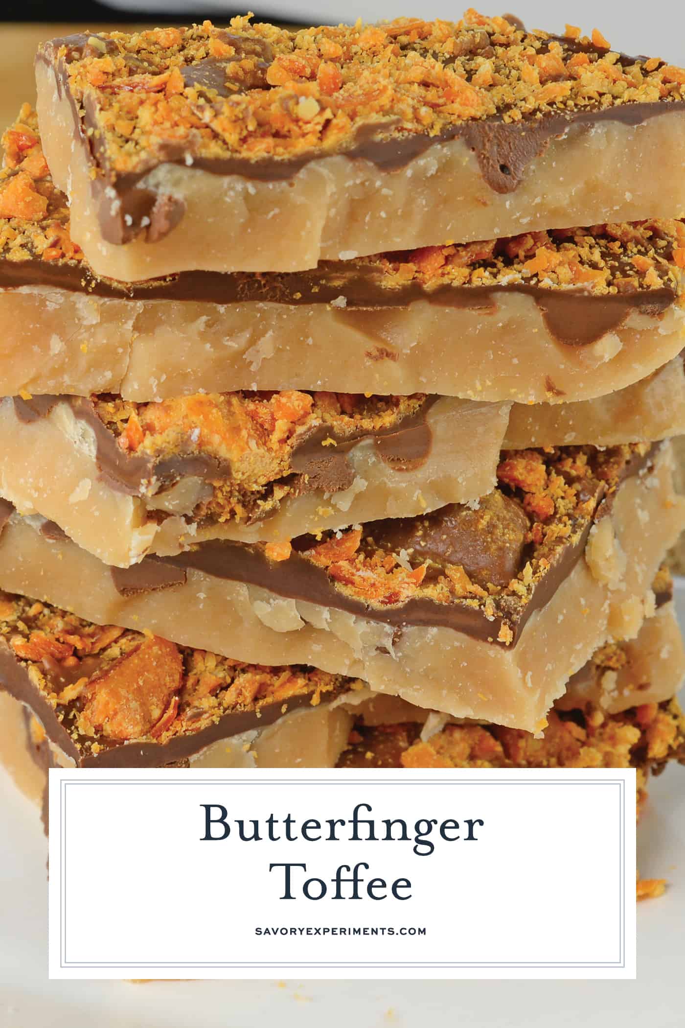 Candy Toffee is an easy holiday treat using only 6 ingredients and taking just 20 minutes! Make this easy toffee recipe for your holiday cookie tray! #buttertoffee #englishtoffee www.savoryexperiments.com