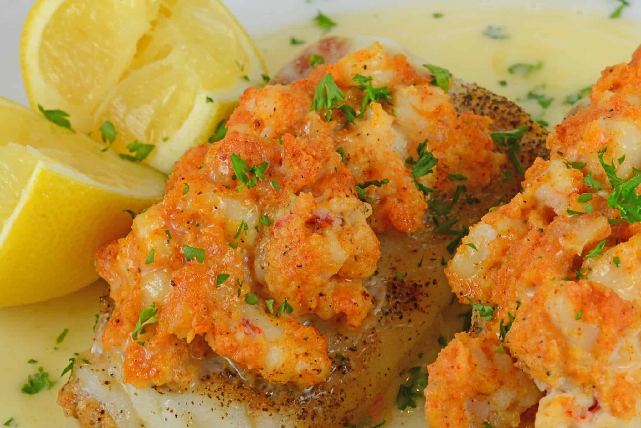 Make Lobster Stuffed Cod for your next special occasion. Buttery cod topped with lump lobster meat and buerre blanc sauce.