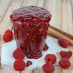 Easy Raspberry Sauce is so versatile, use it on ice cream cheesecake, meringues, chocolate cake and more! And it only takes 5 ingredients and 20 minutes!