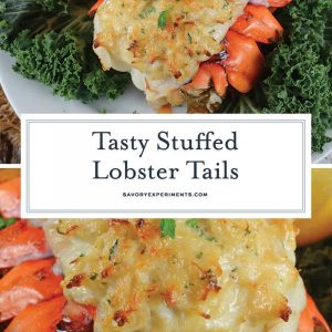 Crab Stuffed Lobster Tails is the ideal dinner for a special occasion. You won't believe how easy they are to make and how good they are! #lobsterrecipes #stuffedlobstertails www.savoryexperiments.com