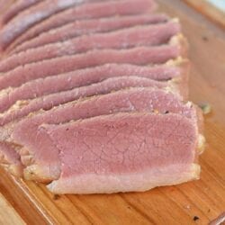 Homemade Corned Beef is simple to make, but takes about a week. The intense flavors and beautiful pink hue are worth the time and wait!