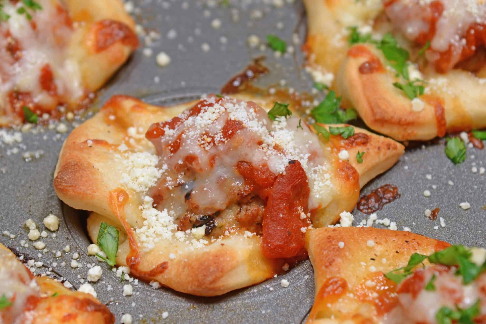 meatball bomb in a cupcake tin