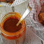 Nashville Hot Sauce is a regional hot sauce made from cayenne pepper, other spices and brown sugar. Served on fried chicken!
