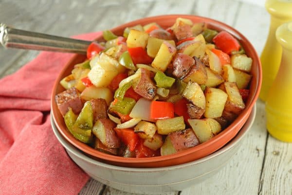 Potatoes O’Brien This is a traditional Potatoes O'Brien recipe with one special ingredient to really amp up the flavors! Potatoes, bell peppers and onions, you just can't go wrong!