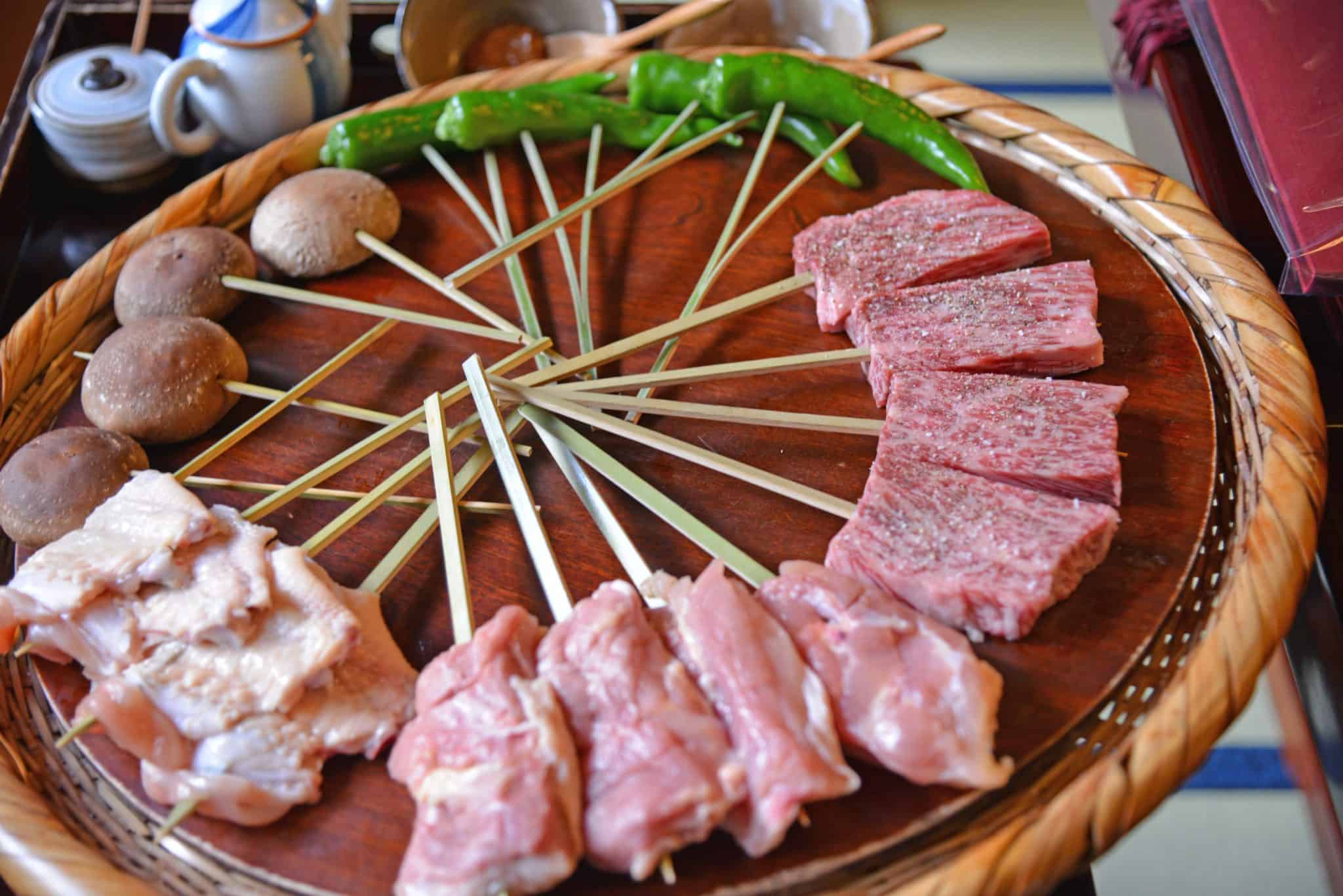 A plate of food on a table, with Beef