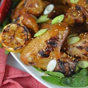 Lemon Garlic Yakitori Wings are marinated in a zesty lemon garlic marinade and grilled to perfection. Serve your grilled wings with classic BBQ side dishes.