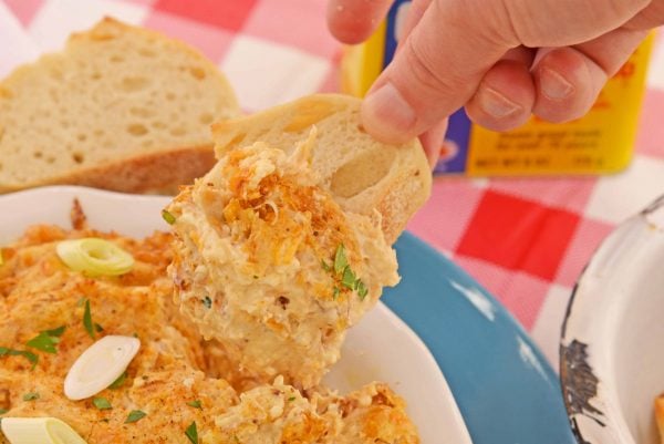 Crab Dip 3 Hot Crab Dip with cream cheese is a is a Maryland classic! Blended with cheese, lump crab and Old Bay, this crab dip served hot is the best party appetizer!