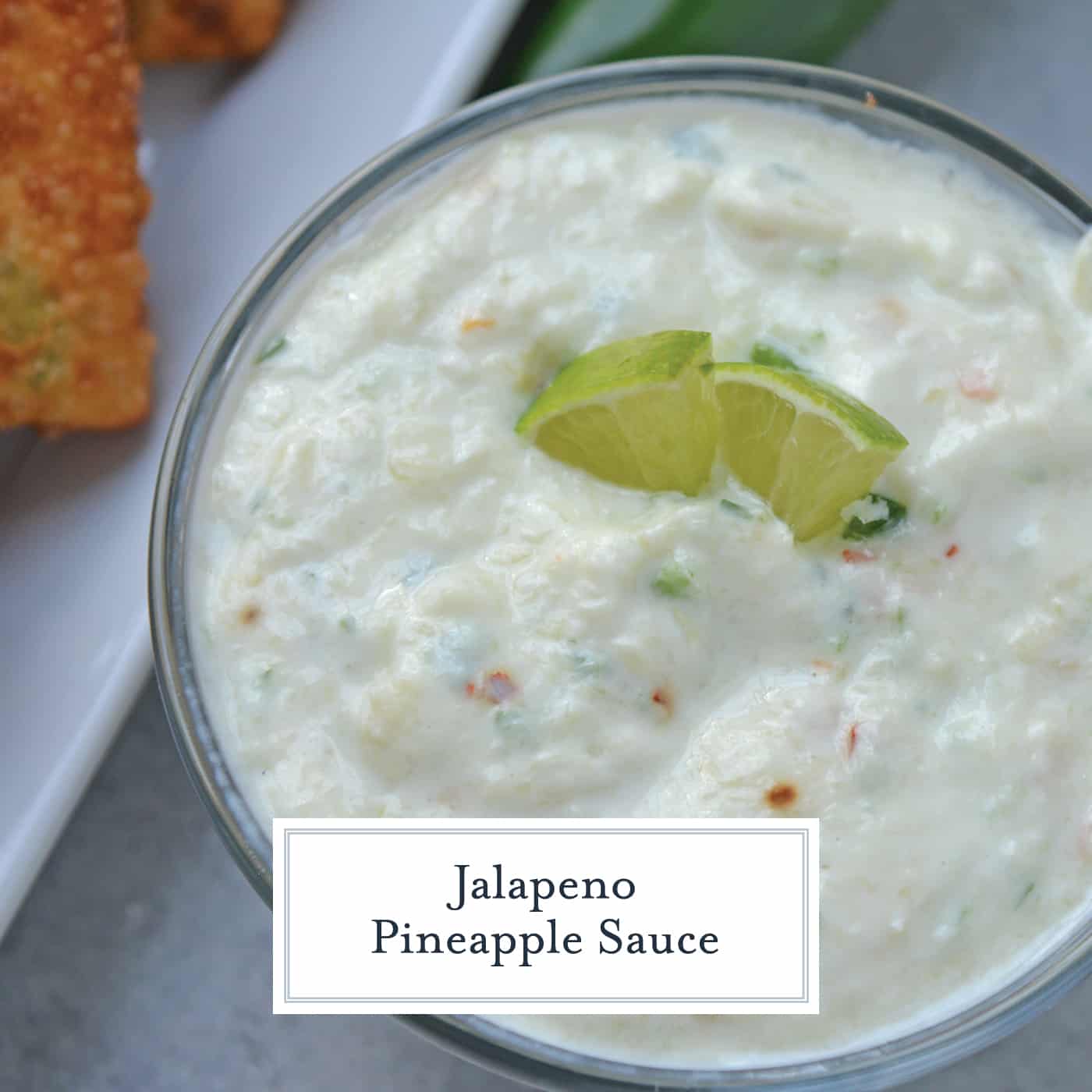 Jalapeno Pineapple Sauce is a cool and spicy dipping sauce recipe. Perfect for crab rangoons, onion rings, grilled vegetables and more! #pineappledippingsauce www.savoryexperiments.com 