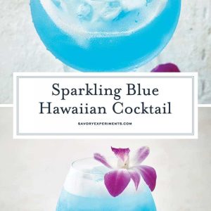 Collage of Sparkling Blue Hawaiian Cocktail for Pinterest