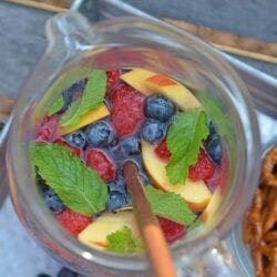 Overhead view of Sparkling Peach Sangria