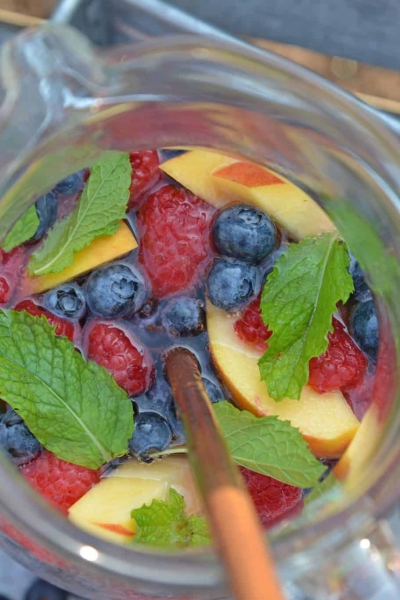 Overhead view of Sparkling Peach Sangria