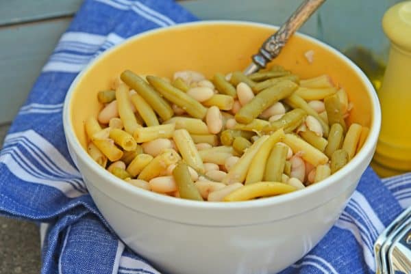 Three Bean Salad Classic Three Bean Salad is the perfect BBQ side dish. This easy, make-ahead dish is always a hit and perfect for potlucks too! www.savoryexperiments.com