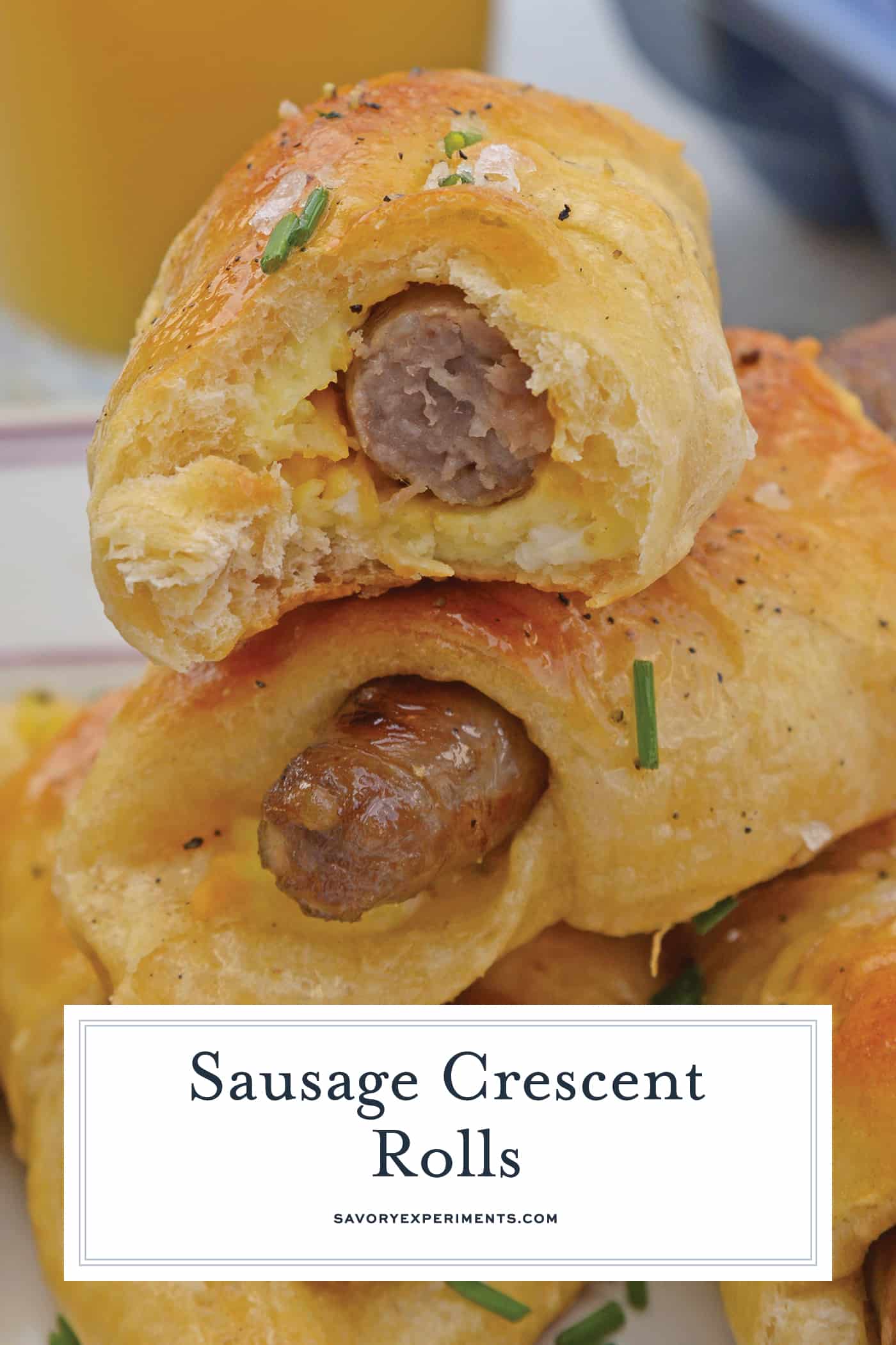 Look no further for a quick breakfast idea! Sausage Crescent Rolls are an easy breakfast idea packed with protein. A breakfast of champions! #easybreakfastideas #quickbreakfast www.savoryexperiments.com