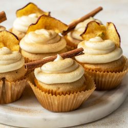 angle view of spice cakes with cream cheese frosting