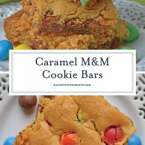 Caramel Cookie Bars are an easy dessert bar recipe using only 5 ingredients and 40 minutes! Soft, easy bar cookies with chocolate and caramel. #dessertbars #magiccookiebars www.savoryexpriments.com