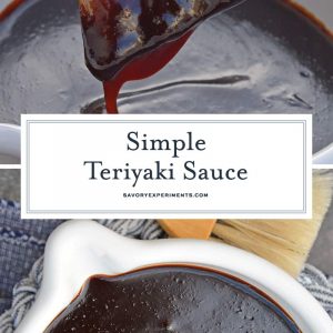 Teriyaki Sauce can be made into an easy teriyaki marinade or glaze. Perfect for teriyaki chicken, easy stir fry recipe or even making homemade beef jerky. #teriyakisauce #chickenteriyaki www.savoryexperiments.com