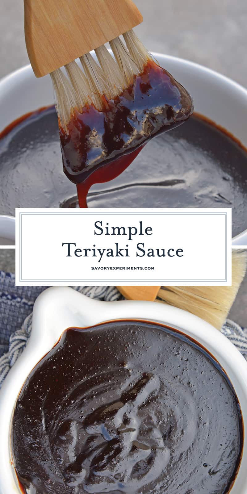 Teriyaki Sauce can be made into an easy teriyaki marinade or glaze. Perfect for teriyaki chicken, easy stir fry recipe or even making homemade beef jerky. #teriyakisauce #chickenteriyaki www.savoryexperiments.com 