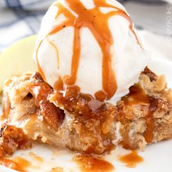 apple pie bar topped with ice cream