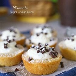 cannoli sugar cookie cups on parchment paper