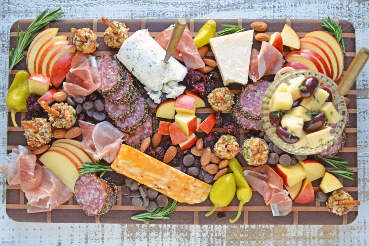 overhead of charcuterie board