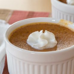 crustless pumpkin pie in ramekin