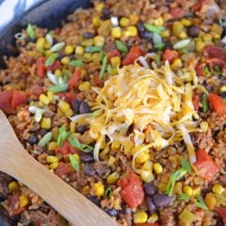 Overhead view of Mexican Beef and Rice Casserole