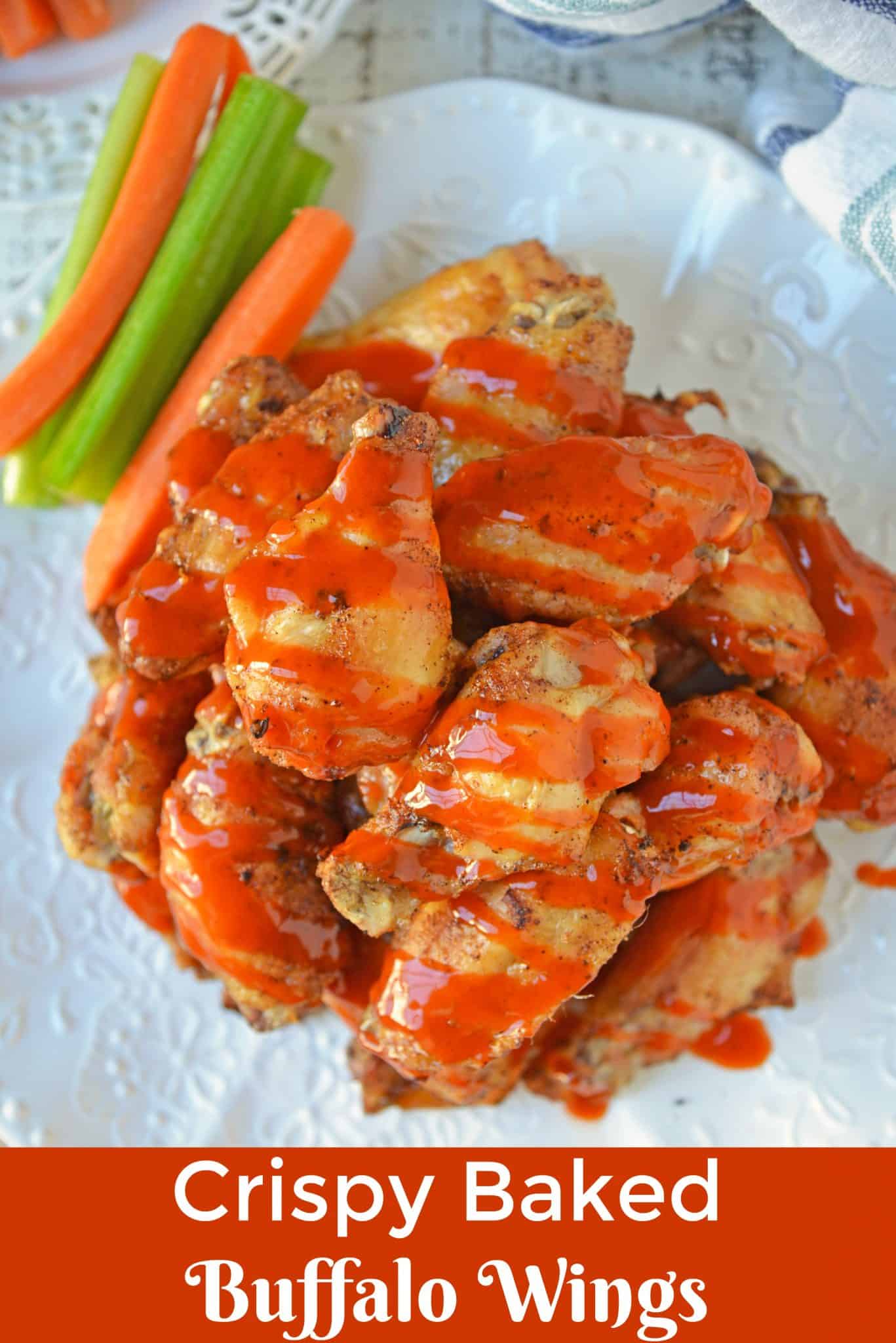 Crispy Baked Buffalo Wings are easier to make than you think. Only 5 ingredients, a simple buffalo sauce and the trick for seriously crispy wings! #bakedbuffalowings www.savoryexperiments.com