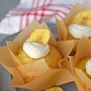 Five Ingredient Banana Cupcakes are a fabulous alternative to making banana bread with overly ripe bananas. This easy cupcake recipe will blow your mind! #easycupcakerecipes #bananacupcakes #bananarecipes www.savoryexperiments.com