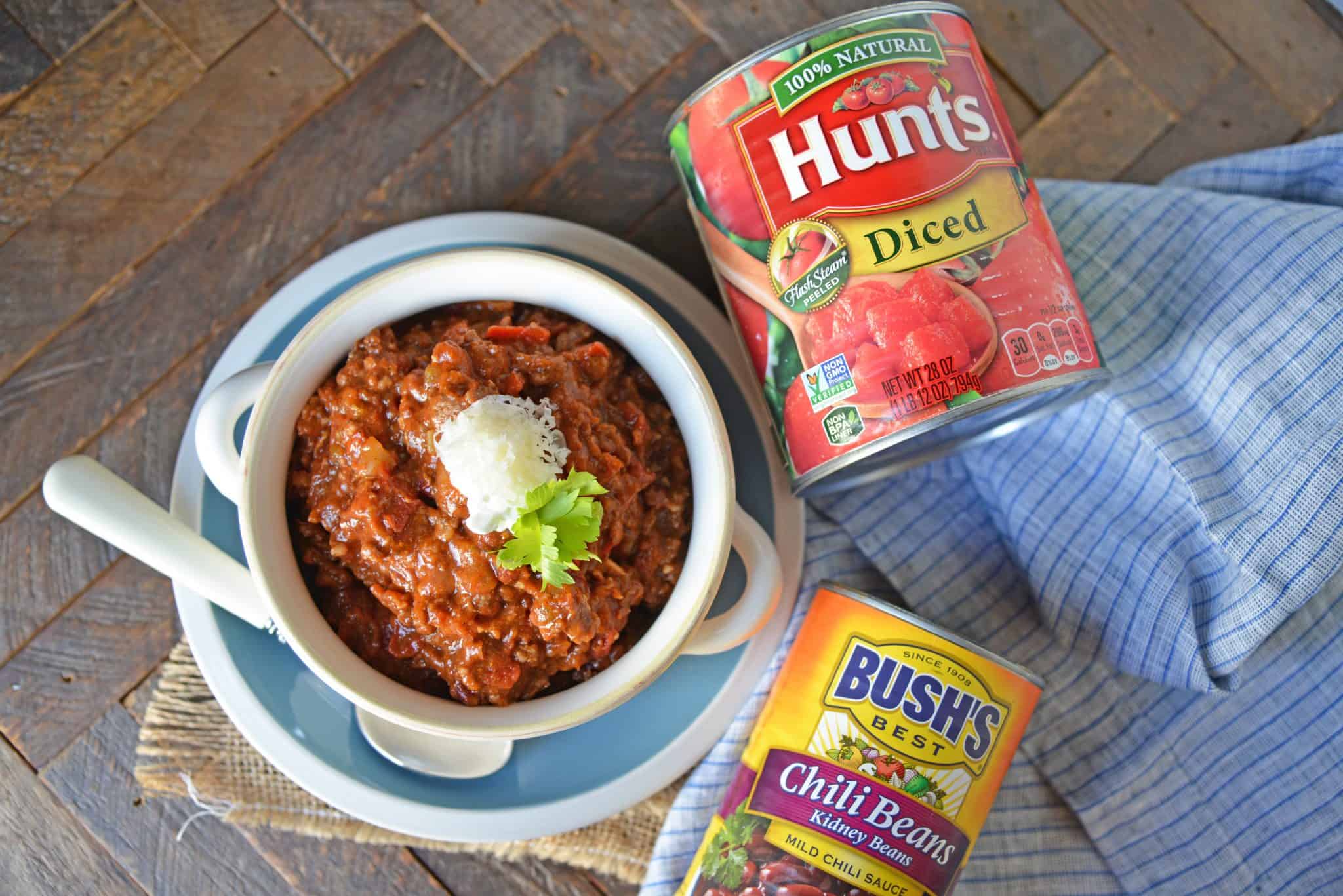 Blue Ribbon Award Winning Chili is, you guessed it, a chili cook-off winning recipe! A robust and rich stew loaded with beef, sausage, bacon and tons of vegetables. The best chili recipe ever! #awardwinningchili #bestchilirecipe www.savoryexperiments.com 