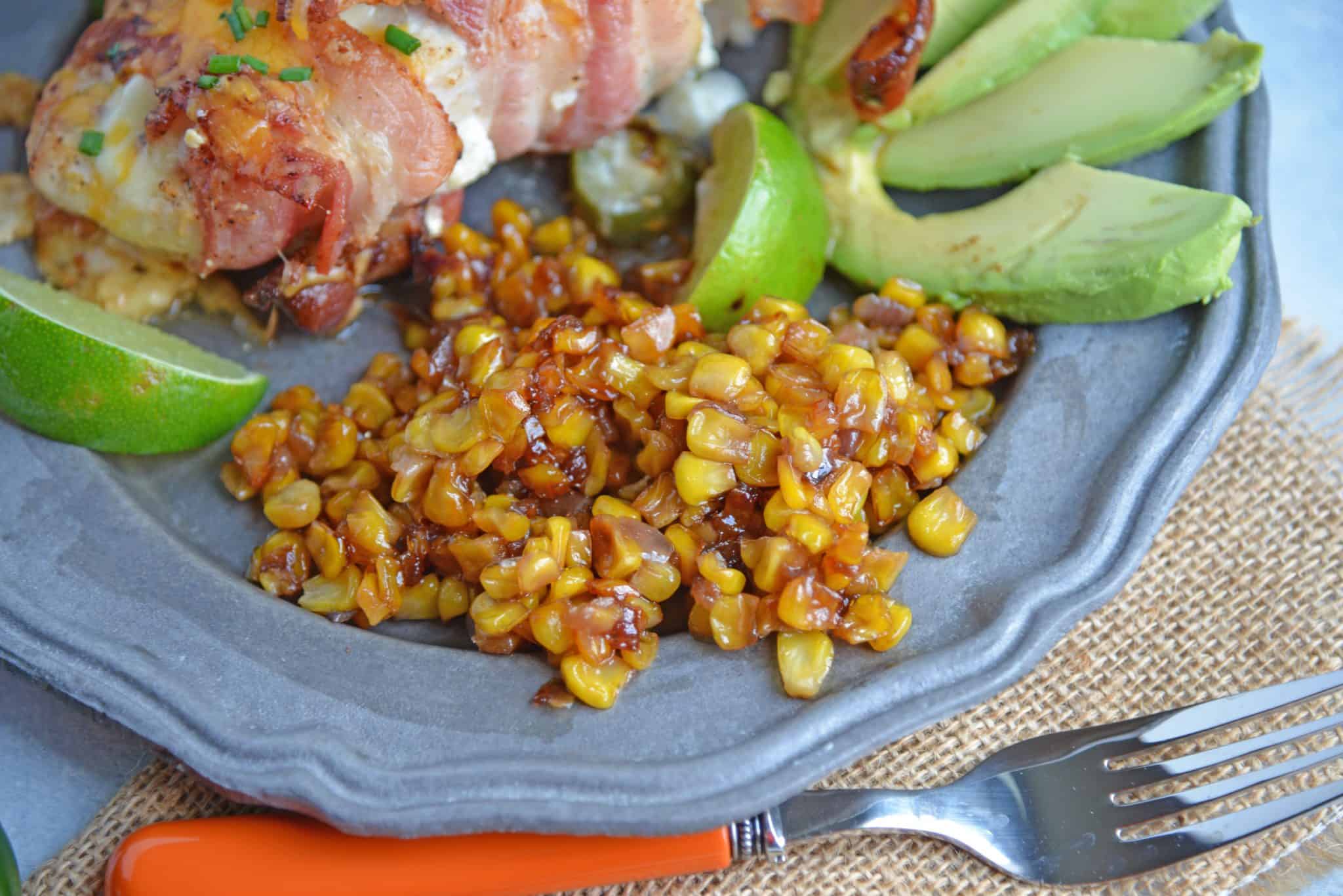 Southern Fried Corn is a simple southern recipe caramelizing corn and onions for a sweet side dish or taco filling! #friedcorn #cornrecipes #easysidedishes www.savoryexperiments.com 