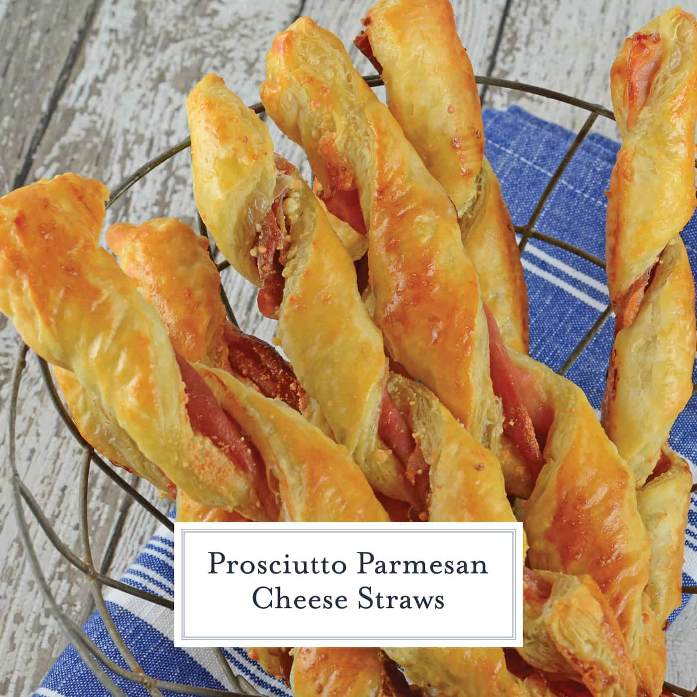 Prosciutto Parmesan Cheese Straws are made with just a few ingredients and 10 minutes in the oven! An easy appetizer for all occasions. #cheesestraws #puffpastrybreadsticks www.savoryexperiments.com