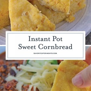 Instant Pot Sweet Cornbread is an easy cornbread recipe made with honey making it both sweet and moist. Made in the Instant Pot, it cooks in half the time! #cornbreadrecipe #instantpotrecipes #sweetcornbread www.savoryexperiments.com
