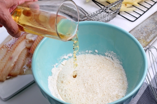 adding beer to batter