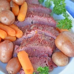 Instant Pot Corned Beef and Cabbage is the best way to prepare brisket. Fork tender meat made with a delicious spice blend and root vegetables. #cornedbeefandcabbage #instantpotcornedbeef #pressurecookercornedbeef www.savoryexperiments.com