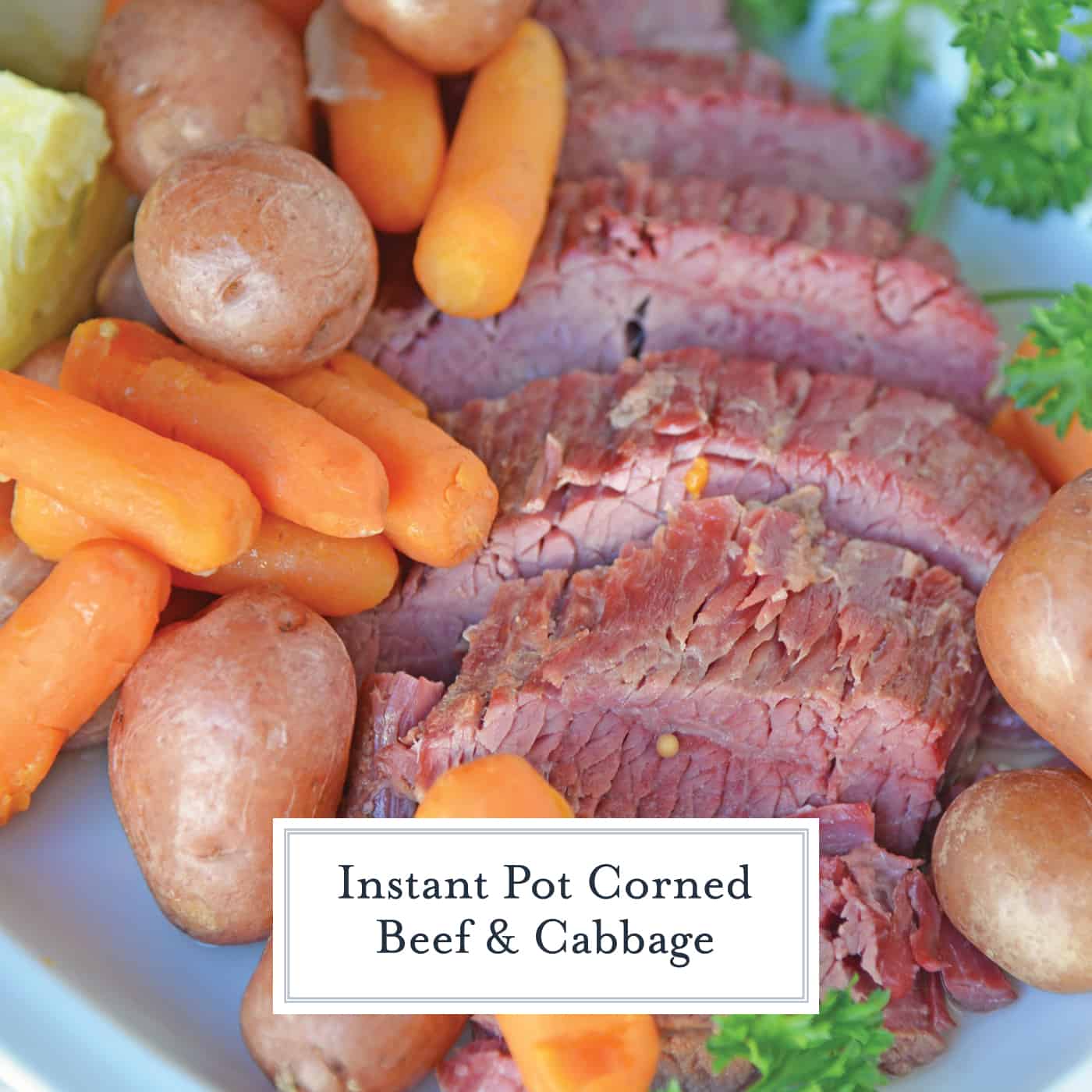 Instant Pot Corned Beef and Cabbage is the best way to prepare brisket. Fork tender meat made with a delicious spice blend and root vegetables. #cornedbeefandcabbage #instantpotcornedbeef #pressurecookercornedbeef www.savoryexperiments.com 