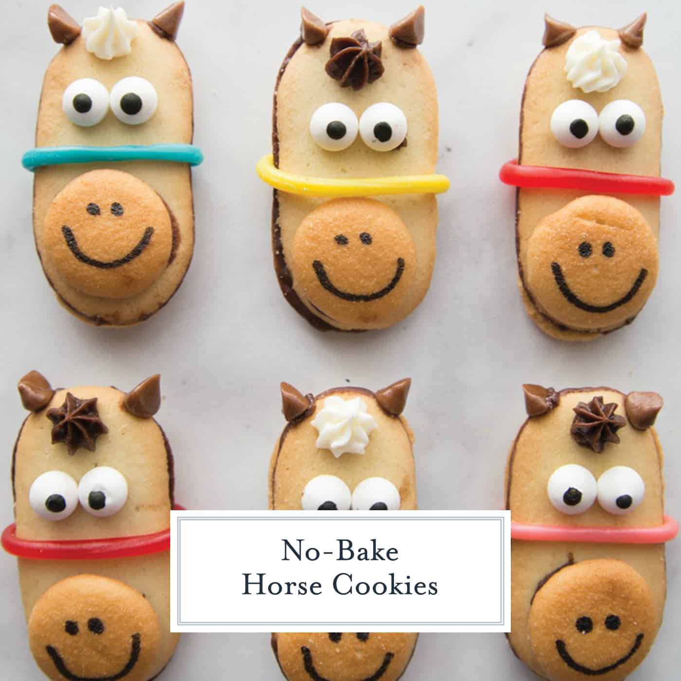 No Bake Horse Cookies are perfect for a Kentucky derby party, triple crown races, or horse themed parties! These horse cookies are the best no bake cookies! #horsecookies #nobakecookies #kentuckyderbyparty www.savoryexperiments.com