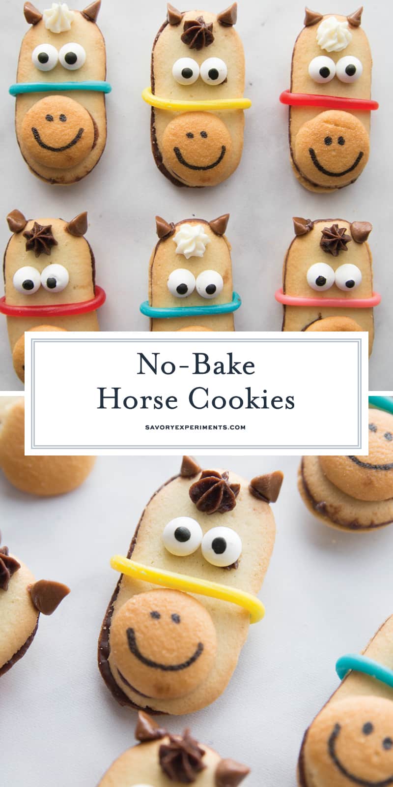 No Bake Horse Cookies are perfect for a Kentucky derby party, triple crown races, or horse themed parties! These horse cookies are the best no bake cookies! #horsecookies #nobakecookies #kentuckyderbyparty www.savoryexperiments.com