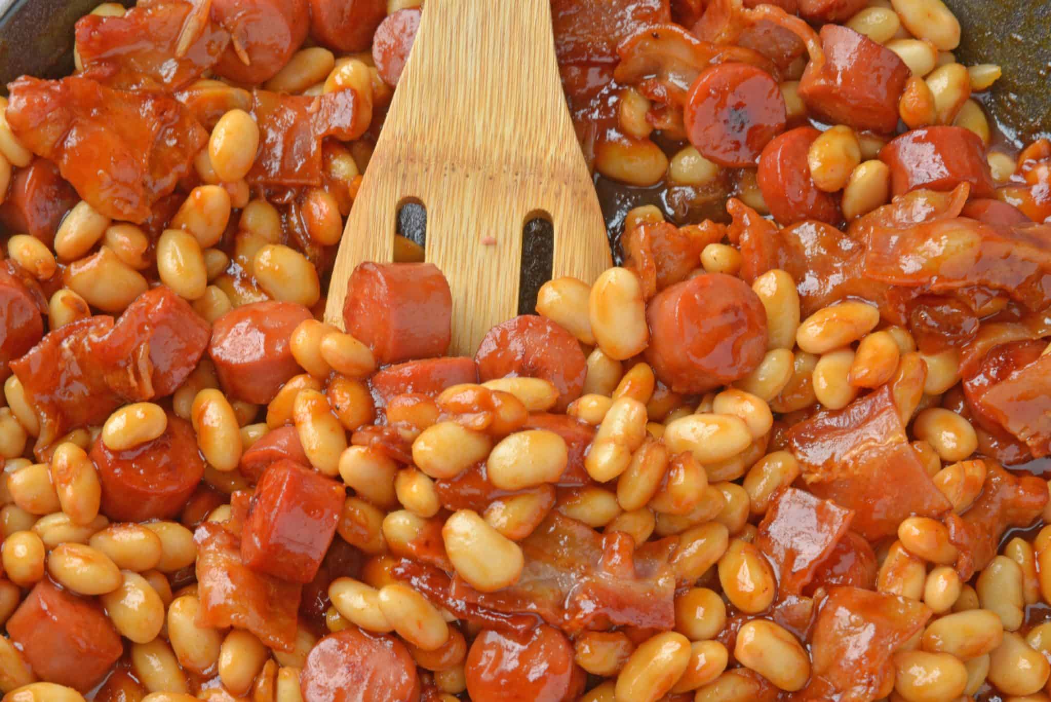 Quick Stovetop Franks & Beans Recipe + VIDEO | Beanie Weenies