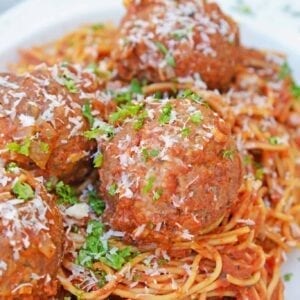 Instant Pot Spaghetti and Meatballs is perfect for nights when you need dinner fast. You won't need to know how to make spaghetti and meatballs any other way! #howtomakespaghettiandmeatballs #instantpotrecipes #spaghettiandmeatballs www.savoryexperiments.com