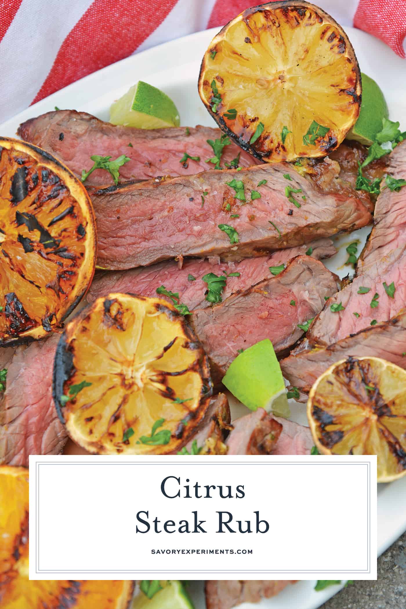 Sliced beef with citrus steak rub