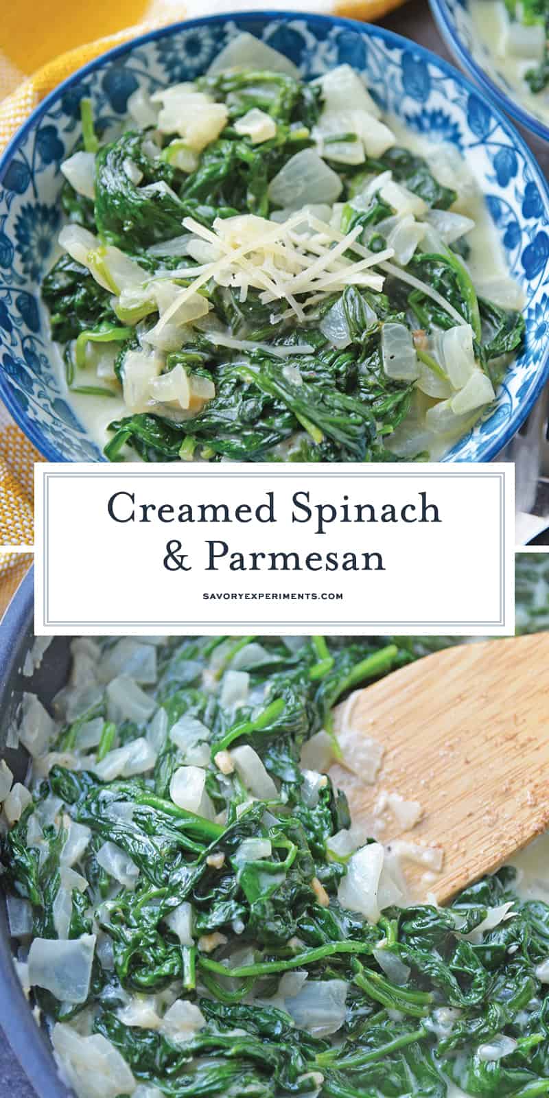 If you are wondering how to make creamed spinach, look no further! This easy creamed spinach recipe makes the perfect side dish to any meal. #creamedspinachrecipe #easycreamedspinach www.savoryexperiments.com