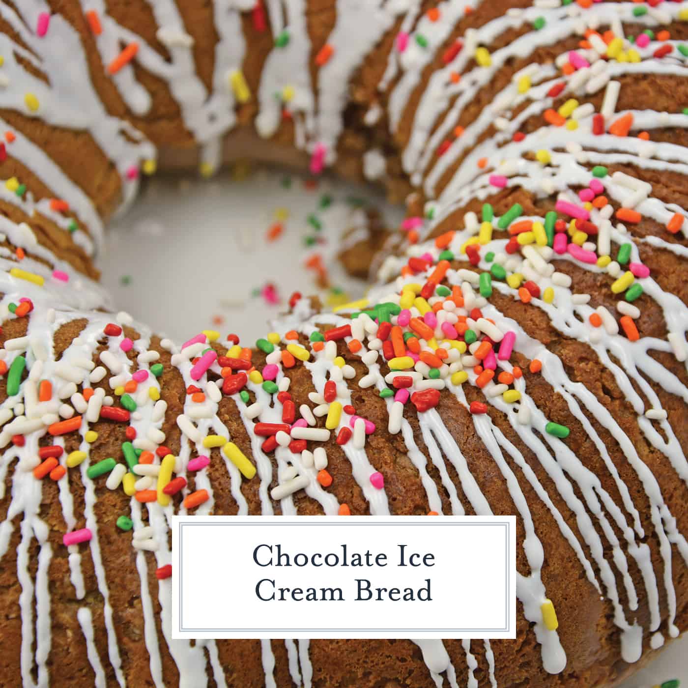 Chocolate Ice Cream Bread is an easy and fun way to use ice cream using just a few common kitchen ingredients. Add cookie frosting and colorful sprinkles for a surprisingly good munchie. #icecreambread #chocolateicecream www.savoryexperiments.com