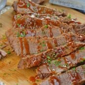 BBQ brisket slices on a cutting board - quick and easy meals