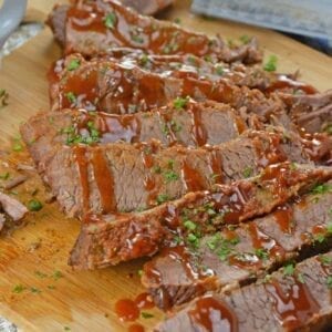 BBQ brisket slices on a cutting board - quick and easy meals