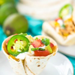 slow cooker chicken taco cup on plate