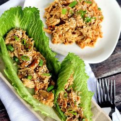 chicken lettuce wraps on a plate