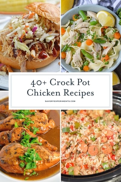 collage of crock pot chicken recipes